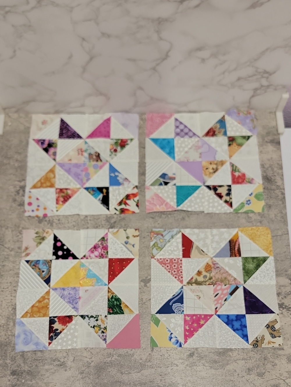 Vintage Handmade Patchwork Star quilt blocks Ohio Star Variation